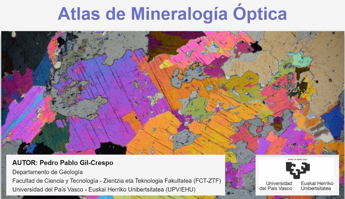 Captura de la web del recurso Atlas de mineralogía óptica